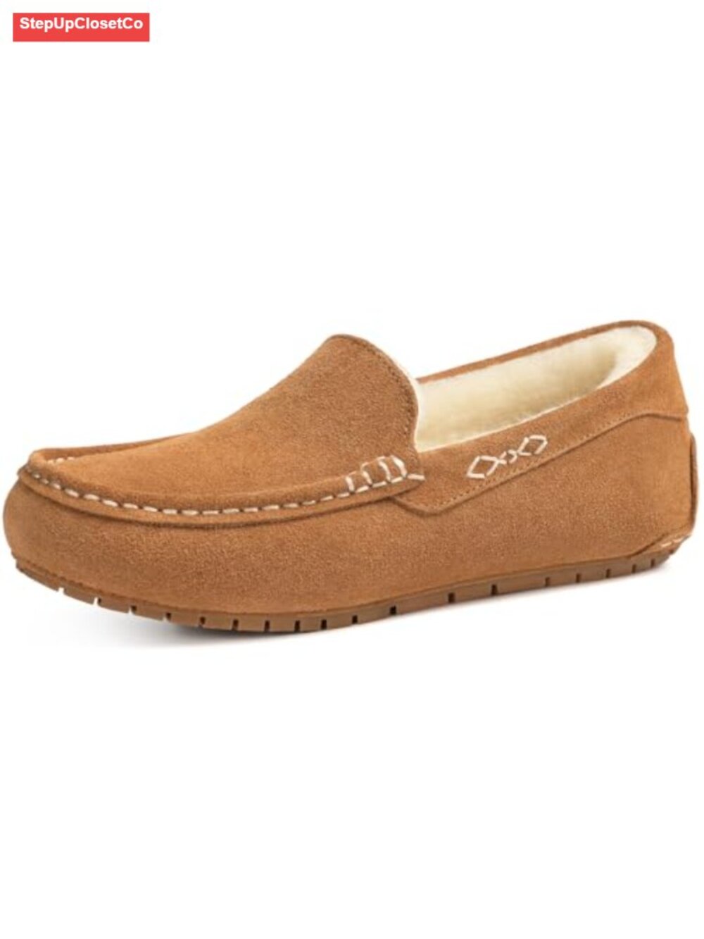 Genuine Suede Mocc With Faux Fur Lining And Memory Foam